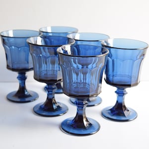 Set of 6 Blue Small Wine Goblets 4-5 Fl Oz Wine Glasses 4-7/8&quot; Tall Goblets