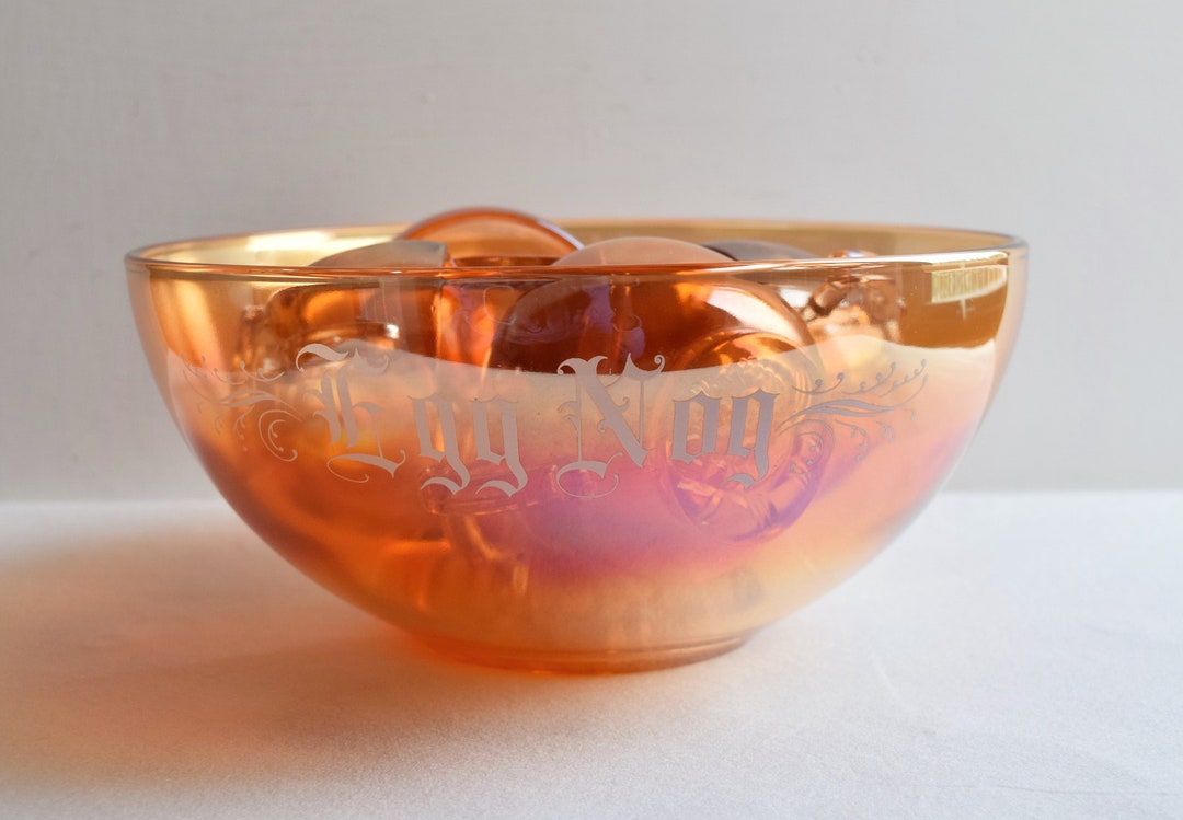 Egg Nog Serving Punch Bowl & Cups Set 7 Pieces Vintage