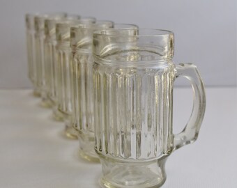 Beer Glasses Light Amber Set of 6 Glass Mugs