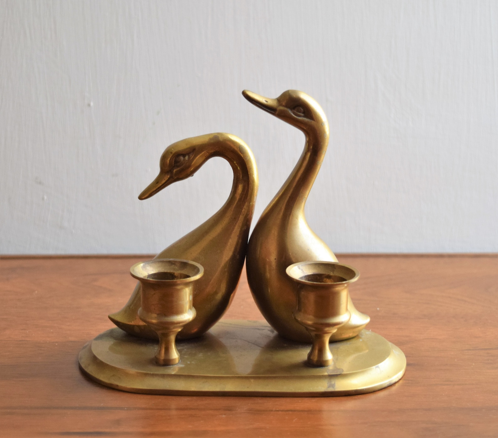 Brass Pair of Geese Figurine Candle Holder Vintage Swans Figurine Etsy