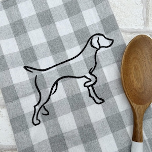 Embroidered German Shorthair Pointer Tea Towel: Buffalo Plaid Dog Dish Towel