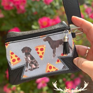 Cartera con llavero GSP, monedero GSP, regalo para perro de pelo corto alemán, mamá de pelo corto, bolsa para perro de caza, regalo para GSP, lindo regalo de pelo corto, amor por la pizza