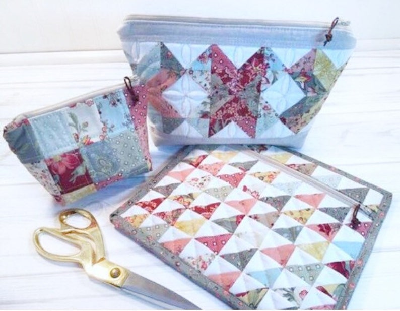 Quilted Patchwork Pouch Notions Pouch Project Bag Patchwork Etsy