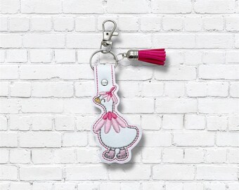 Silly Goose Keychain: Embroidered Vinyl Bag Tag, Trendy Meme