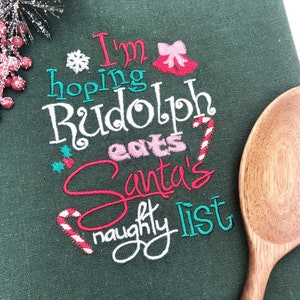 Salty Christmas Flour Sack Towel: Funny Embroidered Dish Cloth