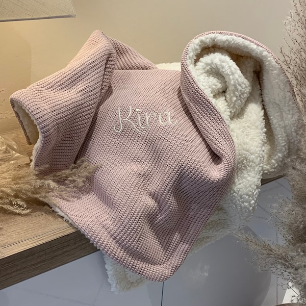 Puderrosa | Premium Baby Strickdecke