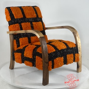 Moroccan Living Room Chair, Cozy Armchair for Dining Room, Vintage Moroccan Chair, Mid Century Lounge Chair, Rustic Wooden Chair