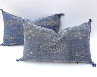 Blaue Kissen Seide 20x40, dekorative Kissen, Dekokissen, Seidenkissen, besticktes Kissen Kissen, Kissenbezug, handgemachte Kissen, Seidenkrawatte