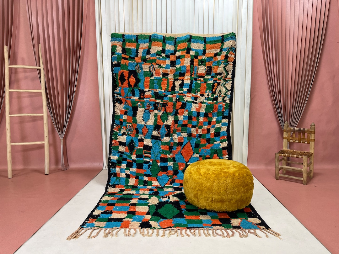 4x9ft - Moroccan Boujaad Rug, Vintage Shag Rug, Moroccan Rug, Bohemian ...