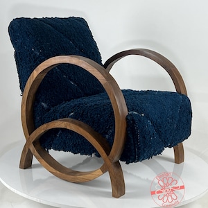 Handcrafted Wooden Chair, Moroccan Armchair, Mid Century Lounge Chair, Moroccan Living Room Chair, Rustic Wooden Chair