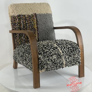 Gemütliches Esszimmer Dekor, Kelim Teppich Akzent Stuhl, Mid-Century Modern Lounge Stuhl, Retro Vintage Stil Sessel