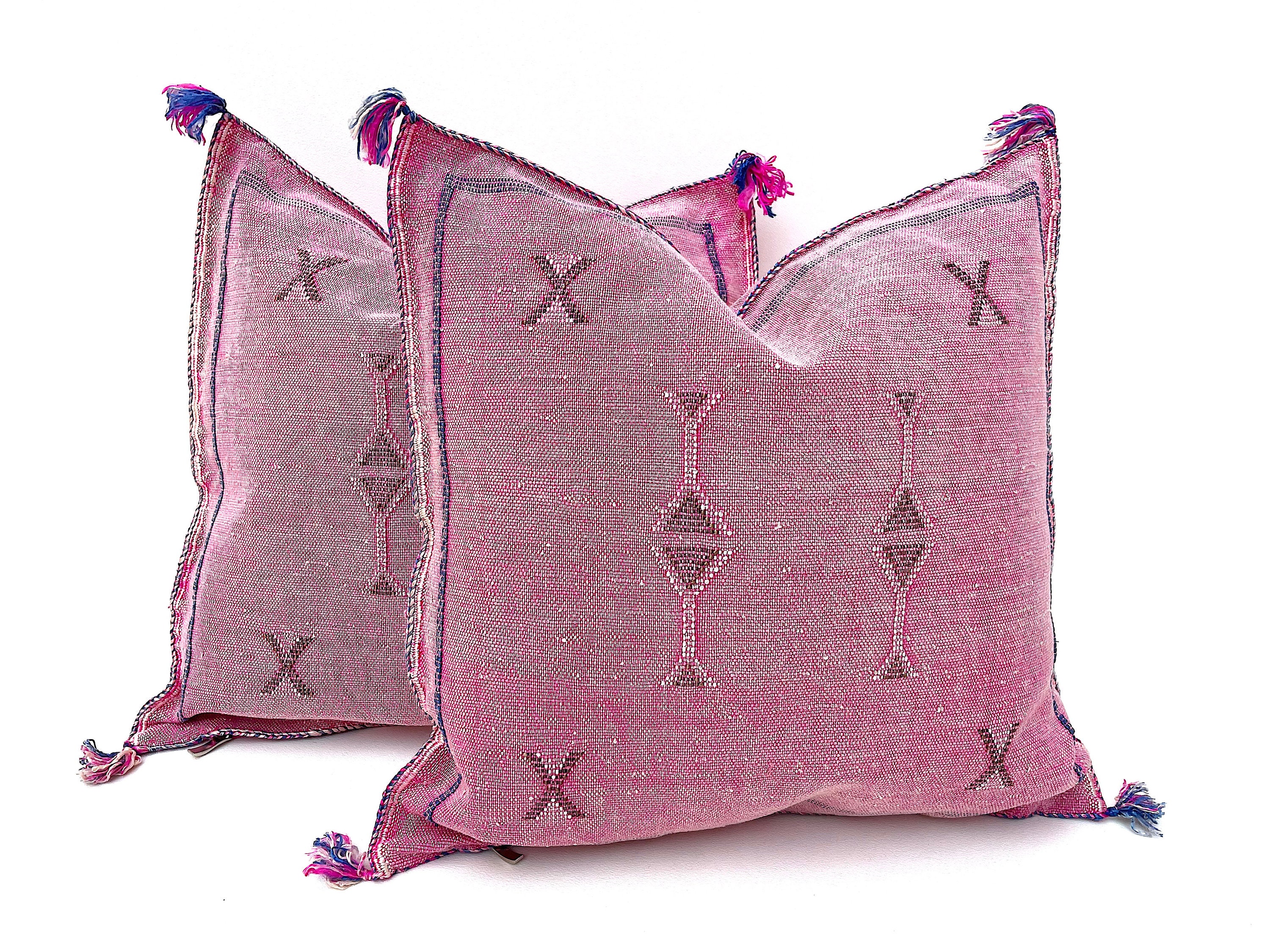 Pink Pillows Silk 20x20 Cactus Pillow Lumbar Pillow Silk Etsy
