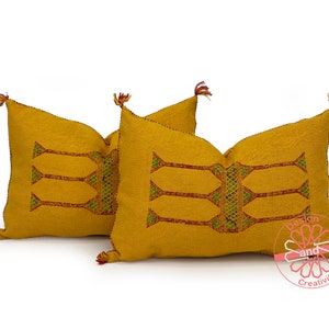 Yellow Pillows silk 13x20, Moroccan pillow cover, accent pillows, lumbar pillow cover, meditation pillow, navy lumbar pillow, unique pillows