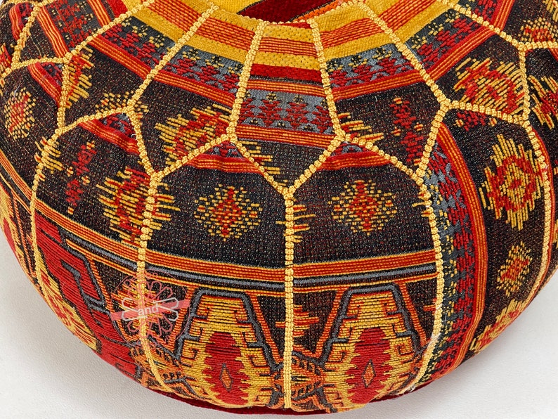 Moroccan pouffe, bohemian pouf, special moroccan pouf, genuine leather, functional pouf, mixed leather and tissue pouf, moroccan pouf cover image 7