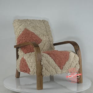 Handcrafted Wooden Chair, Moroccan Armchair, Mid Century Lounge Chair, Moroccan Living Room Chair, Rustic Wooden Chair