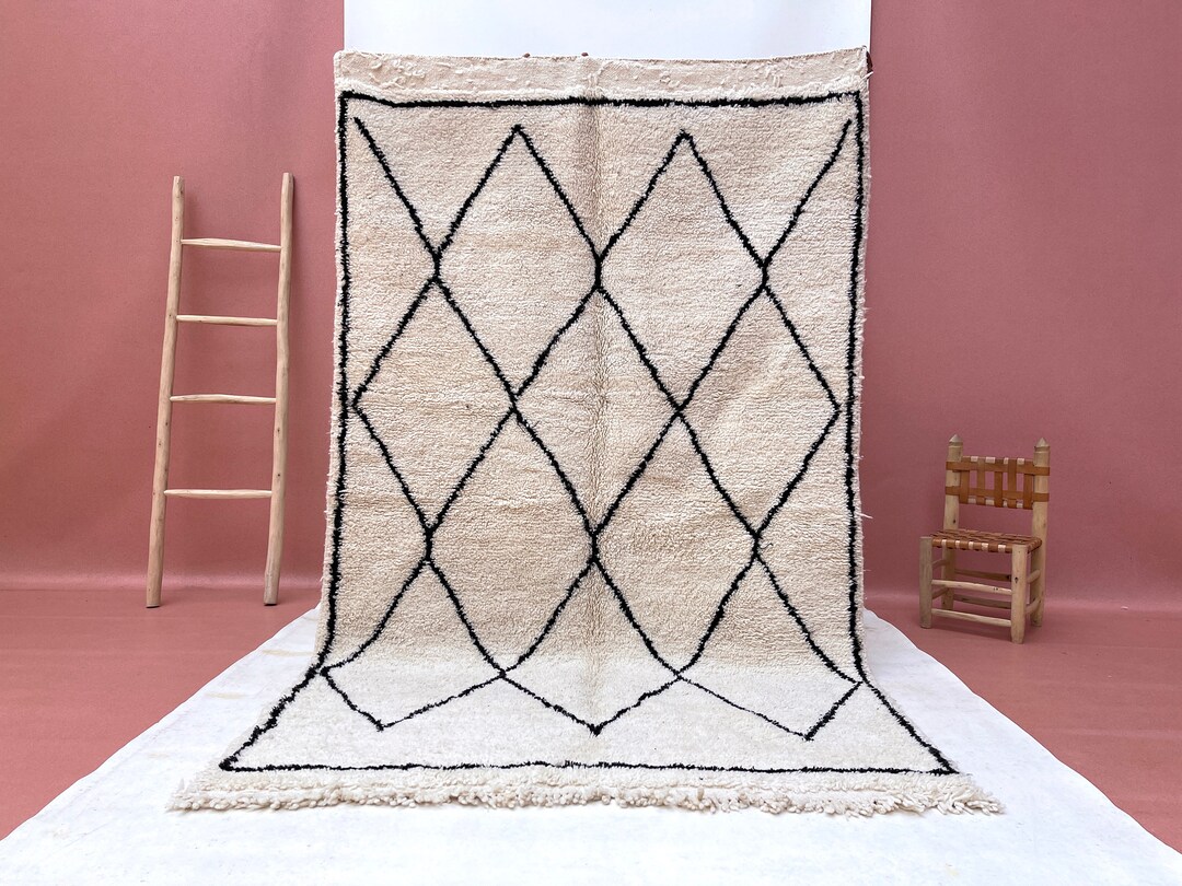 Atlas Mountains Rug 5x8ft - Handmade Wool Rug, Atlas Mountains Decor, Minimalist Wool ...