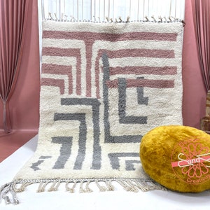 Custom Moroccan rug, Beni ourain rug, Moroccan Woolen Rug - handmade berber rug, Genuine wool rug, shag area rug, Moroccan rugs, Carpet Rug
