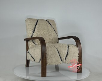 Moroccan Kilim Rug Armchair: Mid-Century Modern Lounge Chair