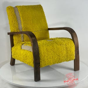 Moroccan Kilim Rug Accent Chair, Mid-Century Modern Lounge Chair, Retro Vintage Style Armchair, Cozy Dining Room Decor