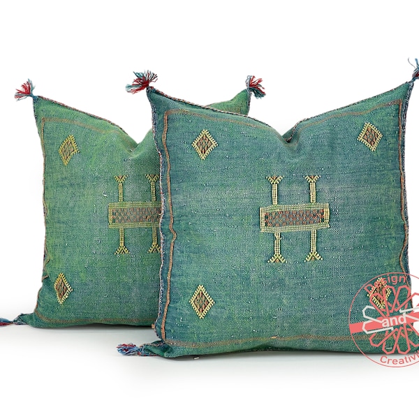 Green Pillows silk 20X20, Moroccan pillow cover, accent pillows, lumbar pillow cover, meditation pillow, navy lumbar pillow, unique pillows