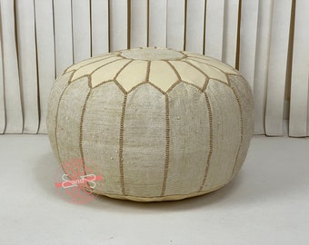 Pouf marocain, Décoration durable, Naturel, Excellence artisanale, Design d'intérieur, Soie de cactus, Pouf marocain, Pouf artisanal en soie de cactus