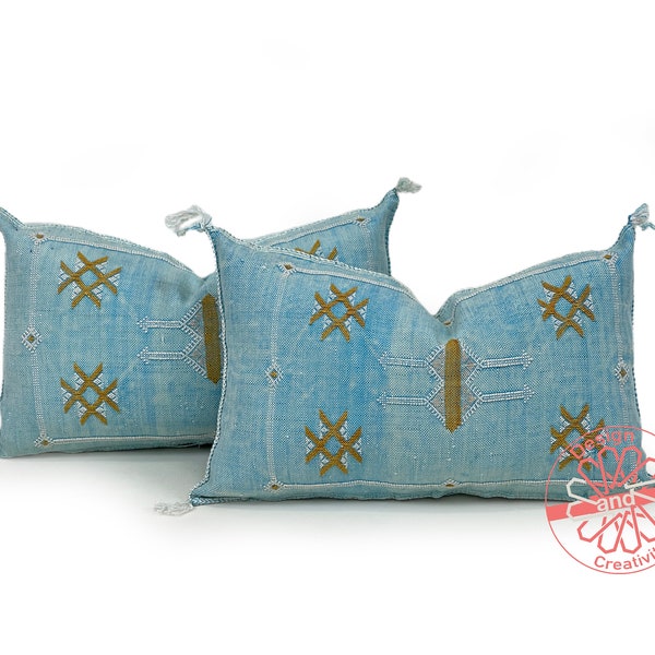 turquoise Pillows silk 13x20, Moroccan pillow cover, accent pillows, lumbar pillow cover, meditation pillow, navy lumbar pillow, unique