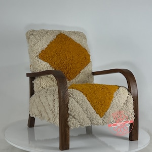 Handcrafted Wooden Chair, Moroccan Armchair, Mid Century Lounge Chair, Moroccan Living Room Chair, Rustic Wooden Chair