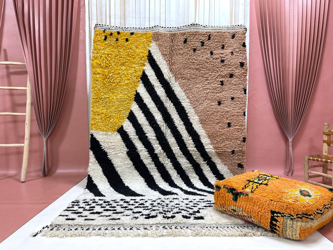 Atlas Mountains Rug 5x8ft - Handmade Wool Rug, Atlas Mountains Decor, Minimalist Wool ...