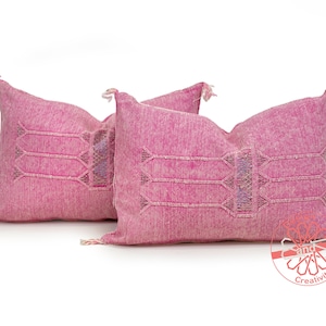 Pink Pillows silk 13x20, Moroccan pillow cover, accent pillows, lumbar pillow cover, meditation pillow, navy lumbar pillow, unique pillows