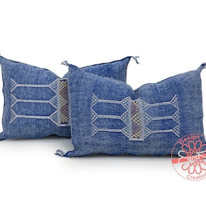 Blue Pillows silk 13x20, Moroccan pillow cover, accent pillows, lumbar pillow cover, meditation pillow, navy lumbar pillow, unique pillows