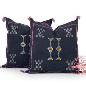 Black Pillows silk 18x18, Moroccan pillow cover, accent pillows, lumbar pillow cover, meditation pillow, navy lumbar pillow, unique pillows