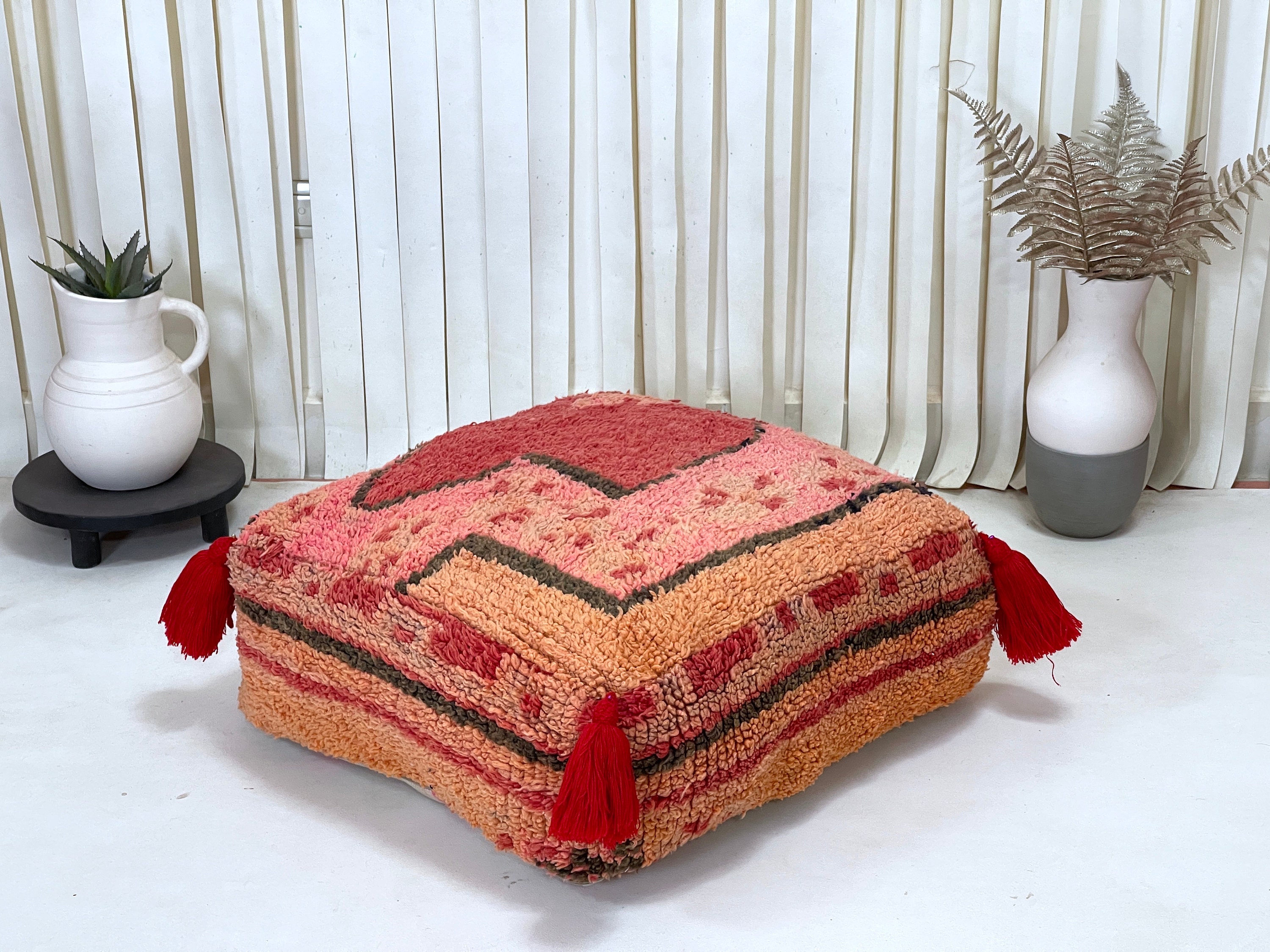 プフ/モロッコ マラケシュ ウール混紡 ベージュ系 クッションカバー