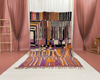 Alfombra marroquí vintage 5x8, estilo vintage, alfombra Boujaad, alfombra de área marroquí, alfombra de pelusa marroquí, marroquí vintage, alfombra bereber marroquí, alfombra de lana