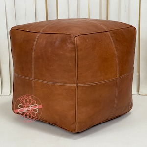 Pure Moroccan Genuine leather pouf, Best Moroccan leather pouf, Moroccan pouf cover, Pouf Ottoman, Brown Moroccan leather, Seat cushion