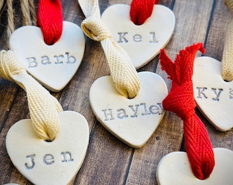 Custom heart clay name tags