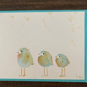 Handpainted Watercolor Bird Card Set (4 cards)