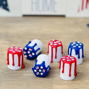 Faux Patriotic Marshmallows, Fourth of July Decor, Independence Day Marshmallows, July 4th Dessert, Stars and Stripes Marshmallows
