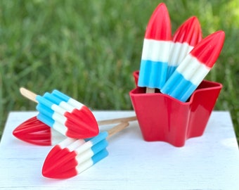 Fake Patriotic Popsicle, Fourth of July Popsicle, Patriotic Decor, Bomb Pop Ice Pop, July 4th Dessert, July Fourth Tier Tray