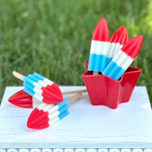 Fake Patriotic Popsicle, Fourth of July Popsicle, Patriotic Decor, Bomb Pop Ice Pop, July 4th Dessert, July Fourth Tier Tray