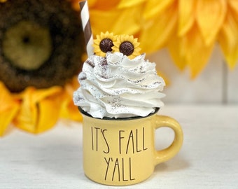 Fall Sunflower Decor, Sunflower Mini Mug, Fall Decor, It’s Fall Y’all, Rae Dunn Mug, Fall Rae Dun Decor, Tier Tray Decor