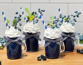 Blueberry Decor, Blueberry Smoothie, Blueberry Drink, Fake Blueberry Smoothie, Blueberry Theme Tier Tray Decor, Farm Fresh Blueberries