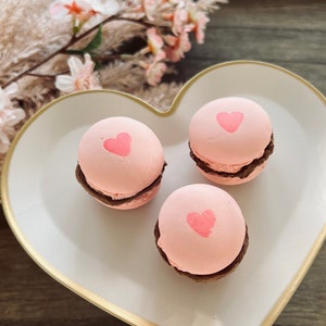 Valentines Macaron, Valentines Heart Macaron, Blush Valentines Day Decor, Faux Valentines Dessert, Sweet Valentines Tier Tray Display