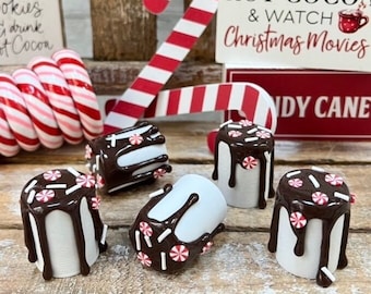 Hot Cocoa Marshmallows, Faux Peppermint Marshmallows, S’mores Decor, Christmas Decor, Hot Cocoa Decor, Christmas Coffee Bar Decor