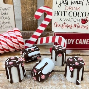 Hot Cocoa Marshmallows, Faux Peppermint Marshmallows, S’mores Decor, Christmas Decor, Hot Cocoa Decor, Christmas Coffee Bar Decor