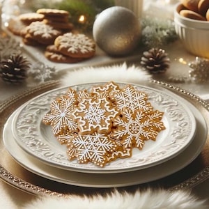 Neutral Faux | Fake | Gingerbread Snowflake Cookies for display | Gingerbread Man | Tiered Trays |  Primitive Christmas | Neutral Christmas