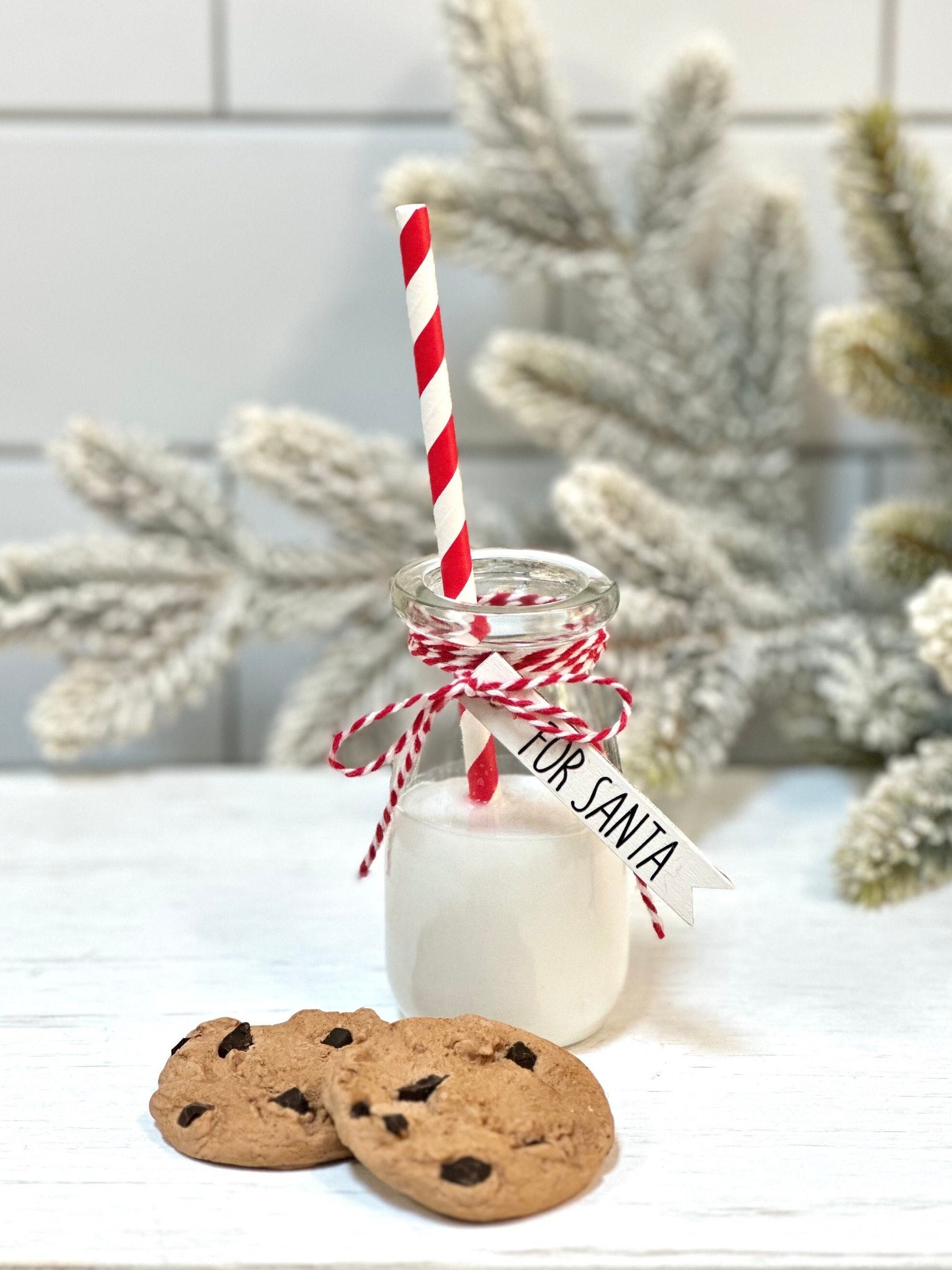 Santa Cookies and Milk Milk and Cookies for Santa Christmas Display Faux Cookies with Faux Milk Etsy