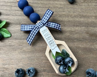 Blueberry Decor, Blueberry Garland Scoop, Rae Dunn Tier Tray Decor, Blueberry Theme, Farmhouse Decor, Blueberry Pie, Farm Fresh Picked