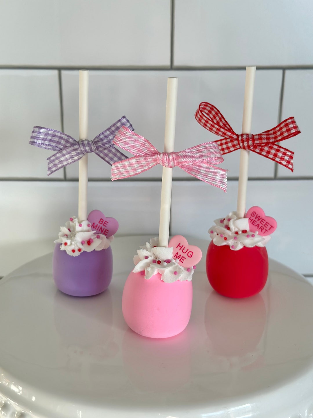 Valentines Marshmallow Pop, Fake Valentine Pop, Marshmallows on a Stick