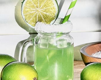 Margarita Decor, Lime Decor, Faux Margarita, Cinco De Mayo Lime Theme Tier Tray, Refreshing Margarita with Salt, Summer Decor