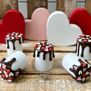 Valentine’s Heart Marshmallows, Fake Valentines Decor, Hot Cocoa Marshmallows, Valentines Decor, Valentines Coffee Bar Decor, Dripping Heart